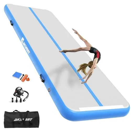 AKSPORT Air Matte Track Tumbling Matte,3/4/5/6m Aufblasbar Gymnastikmatte Turnmatte Tumbling Matten 10/20cm hoch mit Luftpumpe für Zuhause/Taumel/Turnhalle/Ausbildung/Cheerleading