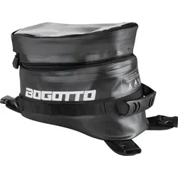 Bogotto Terreno wasserdichter Tankrucksack, schwarz - Motorradkoffer mit 500D PVC für hohe Wasserdichtigkeit, integriertes Kartenfach und sicheres Hauptfach mit Reißverschluss.