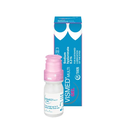TRB Chemedica AG Augenpflege-Set VISMED GEL MULTI - 10 ml Augentropfen für intensive Feuchtigkeit und Linderung bei trockenen Augen