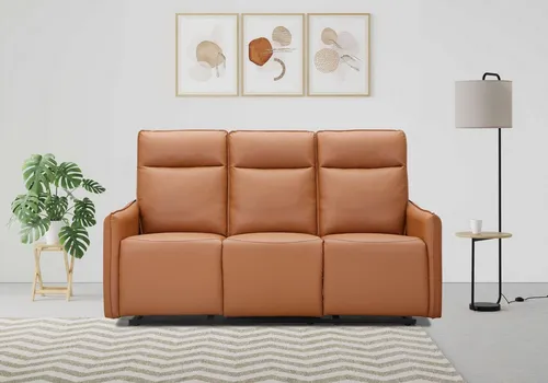 3-Sitzer DOREL HOME Lugo - Kinosofa mit Reclinerfunktion in Kunstleder, braun - Elegantes Kinosofa mit Relaxfunktion für gemütliche Abende. Perfekt für kleine Räume, einfach montierbar und bietet Platz für 3 Personen.