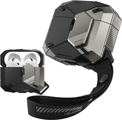 Schutzhülle für AirPods 4, Supcase i-Blason Matrix mit MagSafe, Schwarz-Silbern
