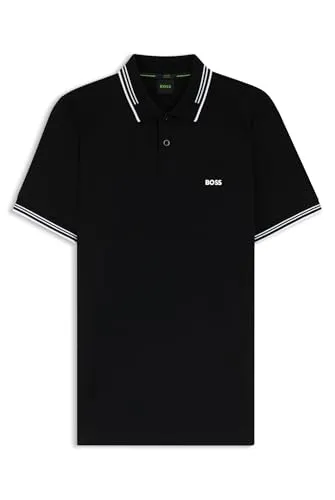 BOSS GREEN Poloshirt Paul schwarz S (46) - Herren-Shirt in slim fit mit elastischem Jersey-Material, ideal für einen lässigen Look. Der Polokragen und die Knopfleiste verleihen einen sportlichen Stil.