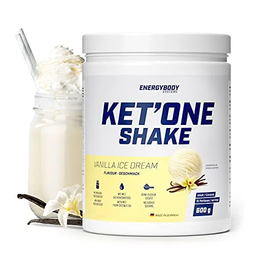 Energybody KET'ONE Shake „Vanilla Ice Dream" 600 g - Keto Proteinpulver - Leckeres Keto Shake mit hochwertigem Molkenproteinisolat und MCT-Pulver. Ideal für deine ketogene Ernährung, mit wenig Zucker und gesunden Fetten für mehr Energie im Alltag.