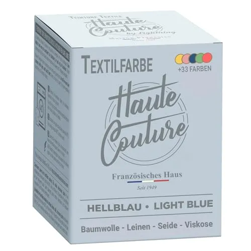 Haute Couture Textilfarbe Hellblau - 350g - Gebrauchsfertig für Kleidung und Stoffe - Verleihen Sie Ihren Textilien neuen Glanz mit der hochwertigen Hellblau Textilfarbe von Haute Couture. Ideal für Baumwolle, Leinen und mehr – für kreative Projekte mit erstklassigem Ergebnis.