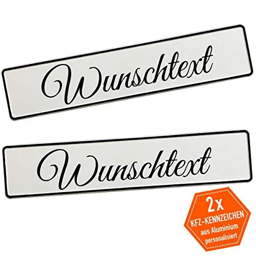 KFZ-Kennzeichen Hochzeit mit Wunschtext Deko Hochzeitsauto Hochzeitskennzeichen selbst gestalten 2 Stück