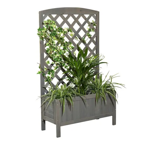 Mucola Blumenkasten mit Rankgitter – Langlebig und Wetterfest - Blumenkasten und Rankhilfe in einem, aus hochwertigem Vollholz, UV-beständig, witterungs- und frostbeständig. Ideal für grüne Akzente im Garten oder auf dem Balkon.