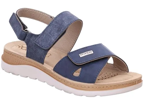 Rohde BAVIERA Riemchensandale - Bequemer Sommerschuh mit Softfußbett - Wanderschuhe mit Klettverschluss und Keilabsatz, ideal für den Sommer. Das gepolsterte Softfußbett sorgt für optimalen Tragekomfort.