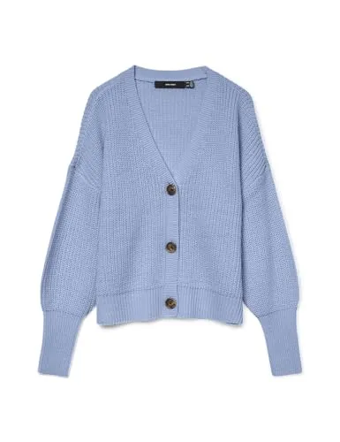 Vero Moda Strickjacke VMLEA LS V-NECK CUFF CARDIGAN NOOS - Modische Strickjacke in Brunnera Blue, aus pflegeleichtem Material, ideal für jeden Anlass. Mit V-Ausschnitt und Rippbündchen für perfekten Sitz.