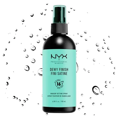 NYX Professional Makeup Dewy Setting Spray 180 ml - Make-up Finish, langanhaltendes Fixierspray für einen strahlenden Look, der Ihr Make-up den ganzen Tag perfekt hält und ein Verwischen verhindert.