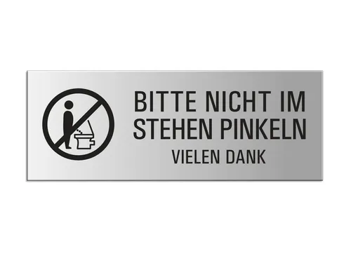 OFFORM DESIGN Hinweisschild Bitte nicht im Stehen pinkeln Aluminium silber-matt 175x65 mm, (1 St)