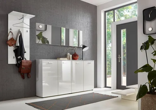 BMG Möbel Garderoben-Set 2 Marbella mit Spiegel und Wandpaneel - Vielseitiges Garderoben-Set 2 Marbella für Ihren Flur. Inklusive Spiegel und Wandpaneel mit Metallhaken. Flexibel und modern gestaltbar. Hochwertige Verarbeitung, Made in Germany.