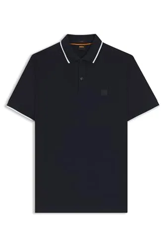 BOSS Herren Passertip Polo, Dark Blue404, L EU - Elegantes Poloshirt aus gewaschenem Baumwoll-Piqué mit Elasthan für optimalen Tragekomfort, ideal für stilbewusste Herren.