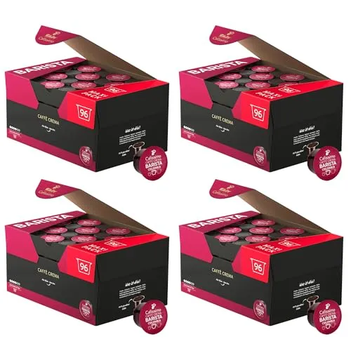Tchibo Cafissimo Vorratsbox Caffè Crema Colombia Kaffeekapseln, 384 Stück – 4x 96 Kapseln (Kaffee, ausdrucksstark mit Hauch von Limette), nachhaltig & fair gehandelt