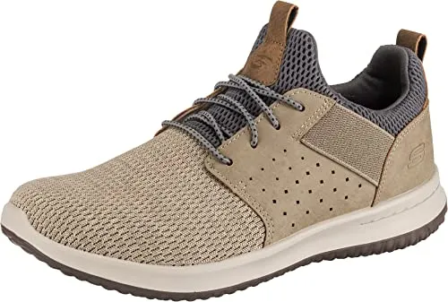 Skechers Herren Delson Camben Sneaker - Bequemer Taupe Mesh Schuh - Herren-Sneaker mit luftgekühlten Memory Foam Einlegesohlen für maximalen Komfort und eine klassische Passform. Ideal für den Alltag.