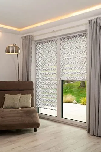 K-Home Klemmfix Doppelrollo Madrid - ohne Bohren, Stein Taupe, 60 x 150 cm - Seitenzug- & Springrollos, idealer Licht- und Sichtschutz, einfache Montage ohne Bohren, inkl. Kettenhalter für mehr Sicherheit bei Kindern.