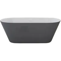 Freistehende Badewanne DEHLIA grau 170 x 80 cm - Luxuriöse freistehende Badewanne aus hochwertigem Sanitäracryl, ideal für ein modernes Badezimmer und mit elegantem Design.