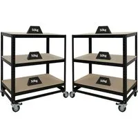 PROREGAL Kommissionierwagen BÜFFEL 2x 100x90x50cm mit Feststellbremse - Mobiler Kommissionierwagen BÜFFEL für flexibles Arbeiten – mit 3 höhenverstellbaren Böden, stabiler Bauweise und 4 Lenkrollen, davon 2 mit Feststellbremse. Ideal für Werkstatt, Garage oder Verkaufsraum und in nur 15–20 Minuten montiert.