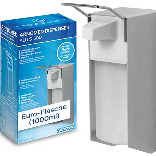 ARNOMED Desinfektionsmittelspender Aluminium 521-S-1000 - Wundbehandlungsmittel, hygienischer Spender mit 1 Liter Füllvolumen und individuell einstellbarer Dosierung für optimale Händedesinfektion.