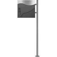 ML-DESIGN Standbriefkasten mit Zeitungsfach, Anthrazit - Eleganter Briefkasten mit 120cm Standfuß, pulverbeschichtet aus Edelstahl, ideal für modernen Eingangsbereich und inklusive Montagematerial.