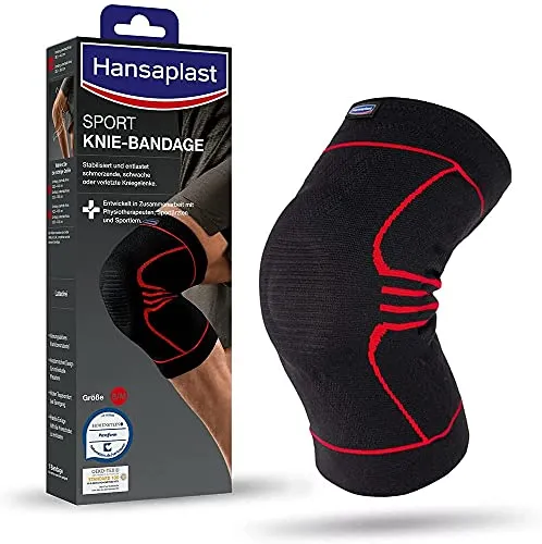 HANSAPLAST Sport Knie-Bandage Gr.M - Kniebandage für optimalen Halt und Unterstützung, ideal für Sport und aktive Menschen, Größe M, 1 Stück, PZN 15822995
