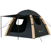 Juskys® Campingzelt EasyFlow M - Dunkelgrau/Khaki, Aufblasbares Zelt mit LED-Lampe - Das EasyFlow M Zelt in dunkelgrau/khaki ist ideal für bis zu 3 Personen. Es überzeugt durch schnelles Aufbauen mit Luftpumpe und bietet robusten Schutz dank hochwertigem Material. Perfekt für entspannte Campingausflüge.