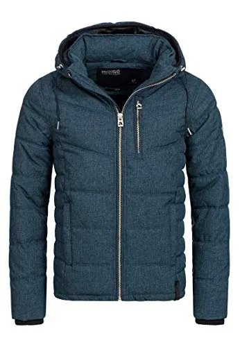 Indicode Herren Circus Steppjacke | Coole Winterjacke in Daunenjacken-Optik, Navy, M - Funktionsjacken mit raffinierten Steppnähten, regulierbarer Kapuze und optimalem Windschutz für kalte Tage.