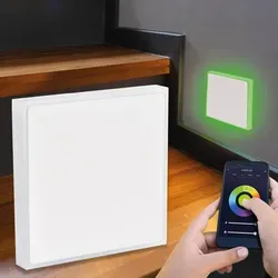 LED Treppenleuchte eckig weiß - Lichtfarbe: Smart Tuya RGB CCT 3W - Lichtaustrit...