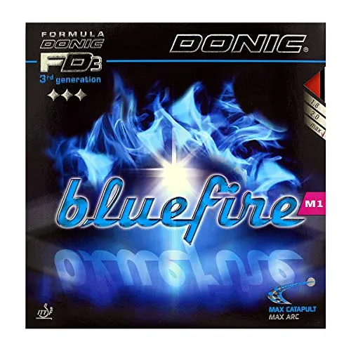 Donic Bluefire M1 MAX - Tischtennisbelag in Rot - Hochwertiger Tischtennisbelag mit groÃporigem, blauem Schwamm für maximales Spielgefühl. Ideal für dynamisches Topspinspiel mit hervorragender Rotation und Katapulteigenschaften.
