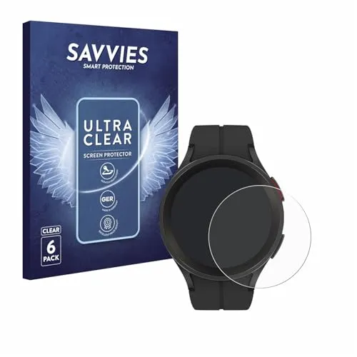 Savvies 6 Stück Schutzfolie für Samsung Galaxy Watch 5 Pro Displayschutz-Folie Ultra-Transparent
