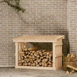 vidaXL Kaminholzregal 108x64,5x77 cm aus massivem Kiefernholz - Aschesauger – Ideal für die ordentliche Lagerung von Brennholz, mit rustikalem Design aus massivem Kiefernholz und optimaler Luftzirkulation für trockenes Holz.