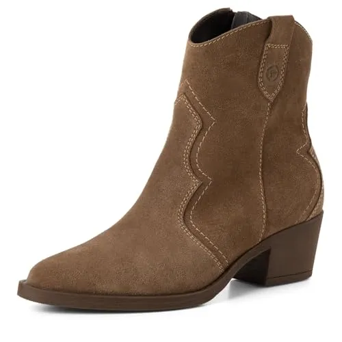 Tamaris Damen Absatzstiefelette aus Leder mit Blockabsatz - Wanderschuhe mit modernem Design und bequemem "COMFORT-Lining". Hochwertiges Leder und praktische Reißverschluss für einfaches An- und Ausziehen.