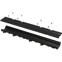 Alcadrain Entwässerungsrinne 60 mm mit Kunststoffrand und Komposite-Rost B125 - Hochwertige Alcadrain Entwässerungsrinne 60 mm, ideal für Fußwege und gelegentlichen PKW-Verkehr. Robuster Rinnenkörper aus UV-stabilisiertem Polypropylen, einfach zu reinigen und zu verbinden.