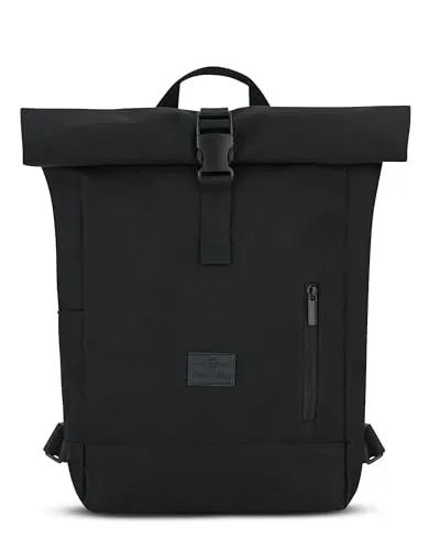 Johnny Urban Cityrucksack Robin Small, Wasserabweisend, Schwarz - Freizeitrucksack mit rollbarem Top und wasserabweisender Oberfläche, ideal für Alltag und Outdoor-Aktivitäten.