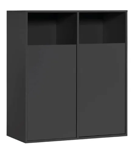 mokebo® Wäscheschrank 'Der Wäschehüter' in Weiß - Hoch- & Midischränke fürs Bad – Stilvoller Wäschesammler aus Holz mit 2 Fächern, ideal für die ordentliche Wäschetrennung und perfekt integrierbar in jedes Interior.
