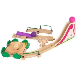 small foot Kugelbahn Junior Spielplatz aus Holz - Kugelbahnen für Kinder ab 18 Monaten, mit flexiblen Elementen und großen Kugeln für sicheres Spielen, fördert Motorik und kreatives Denken.