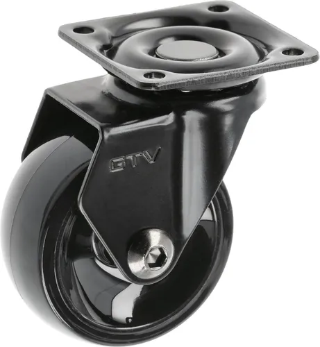GTV - Möbelrollen CALIBRO | Lenkrollen | Rollen für Möbel | ohne Bremse | Durchmesser 50 mm | aus Kunststoff und Stahl | Schwarz