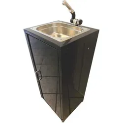 Mobiles Spülbecken Schwarz - Handwaschbecken inkl. Zubehör - Sanitäranlagen & Zubehör - Ideal für Märkte und Veranstaltungen, sofort einsetzbar ohne Wasseranschluss, aus hochwertigem Edelstahl für maximale Hygiene.