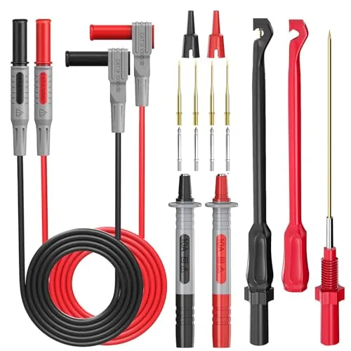 Cleqee Multimeter Kfz-Messleitungen Kit mit Draht Piercing Clip Puncture Probes 4mm Bananenstecker Verlängerung Testkabel Set