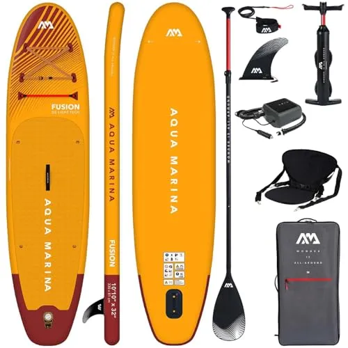 Aqua Marina Fusion SUP Board mit Kayak Sitz - Aufblasbares Stand-Up Paddle Board 330x81x15cm, inklusive Kayak Sitz und Zubehör, ideal für Abenteuer auf dem Wasser mit einer max. Nutzlast von 150kg.