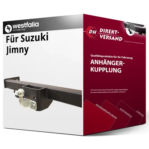 Westfalia Anhängerkupplung für Suzuki Jimny II Typ A6G - Starr, 1500 kg Anhängelast, keine Eintragung in Fahrzeugpapiere notwendig, ideal für unkompliziertes Anhängen. Perfekt für Suzuki Jimny II (10.2018 - jetzt).