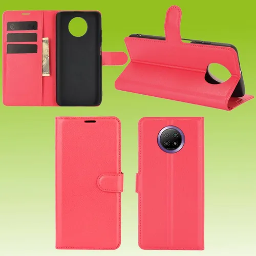 Für Xiaomi Redmi Note 9T 5G Handy Tasche Rot Etuis Kunst-Leder Cover Hülle Case