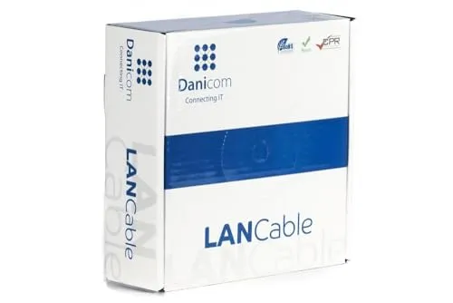 DSIT Danicom CAT6 S/FTP 50m auf Spule gewickelt flexibel grau CCA, POE, Ethernet, LAN, Patchkabel, Datenkabel, RJ45 - für Serverschränke, Switches, Router, Modems!