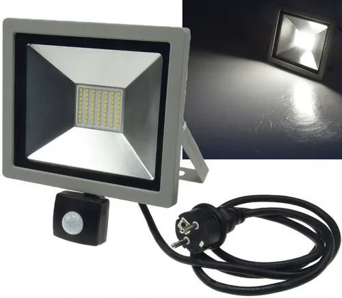 ChiliTec LED-Außenstrahler CTF-SLT30 PIR - 30 Watt mit Bewegungsmelder - Lampen mit 30 Watt und 2.960 lm Lichtstrom, spritzwassergeschützt (IP44) für flexible Installation und lange Lebensdauer von 20.000 Stunden.