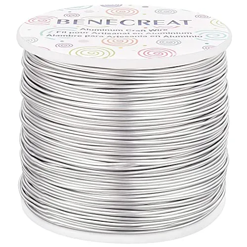 BENECREAT 1mm Aluminiumdraht 150m Lang(492 Füße) Eloxiert Schmuck Handwerk machen Friesen Floral farbigen Aluminium Craft Draht - Silber
