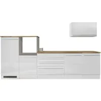 Respekta Küchenblock Gabriel LBBERP320HWWC 320 cm - Einbauküche in Weiß Hochglanz, bietet vielseitige Stauraumlösungen und ist wechselseitig aufbaubar, ideal für individuelle Küchenplanung.