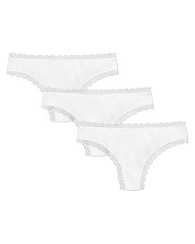 Snocks Tanga Damen mit Spitze aus Bio-Baumwolle 3er Pack - Unsichtbare Unterwäsche für jeden Anlass - Funktionsunterwäsche: Angenehmes Tragegefühl ohne Einschneiden, ideal für jeden Tag und jeden Anlass, mit elegantem Spitzen-Design.