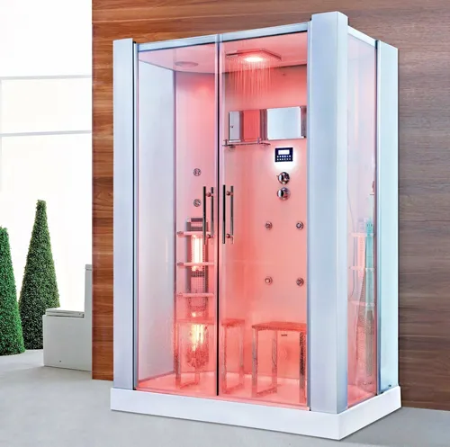 XXL Luxus LED Dampfdusche + Infrarotsauna-Kombi 2024 - Dampfdusche und Infrarotsauna in einem, ideal für Wellness-Oasen Zuhause, modernes Design mit LED-Beleuchtung und hochwertigem Glas.