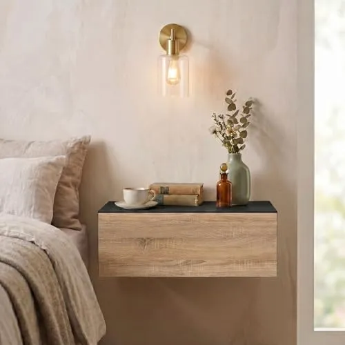 CARO-Möbel Nachtkommode ANNE - Nachtkonsolen - Hängender Nachttisch mit schwebendem Design, ideal für minimalistische Räume und bietet praktischen Stauraum durch die grifflose Schublade.