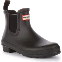 Hunter Damen Original Chelsea Tri-Colour Logo Gummistiefel, Schwarz, 38 EU - Wanderschuhe, 100 % wasserdicht aus handgefertigtem Naturkautschuk mit elastischen Zwickeln für einfachen Einstieg und bequemem recyceltem Futter.