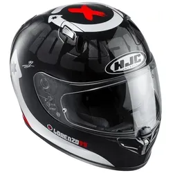 HJC FG-ST Lorenzo Devil 99 Helm, schwarz-weiss-rot, Größe 2XL - Motorradhelm mit innovativer Fiberglas-Composite Schale für leichtes Gewicht und hervorragenden Komfort, ideal für anspruchsvolle Fahrer.